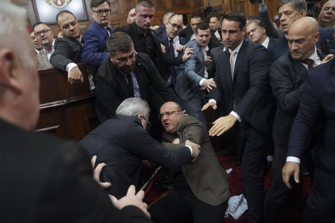 Scuffles in Serbian parliament amid accusations over fatal rail station roof collapse | iNFOnews.ca