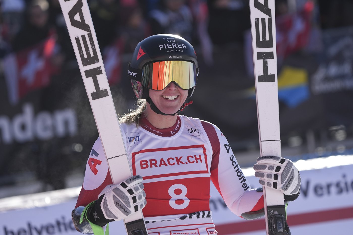 Huetter silences Swiss crowd when she finishes ahead of Gut-Behrami to win super-G in St. Moritz | iNFOnews.ca Huetter silences Swiss crowd when she finishes ahead of Gut-Behrami to win super-G in St. Moritz | iNFOnews.ca