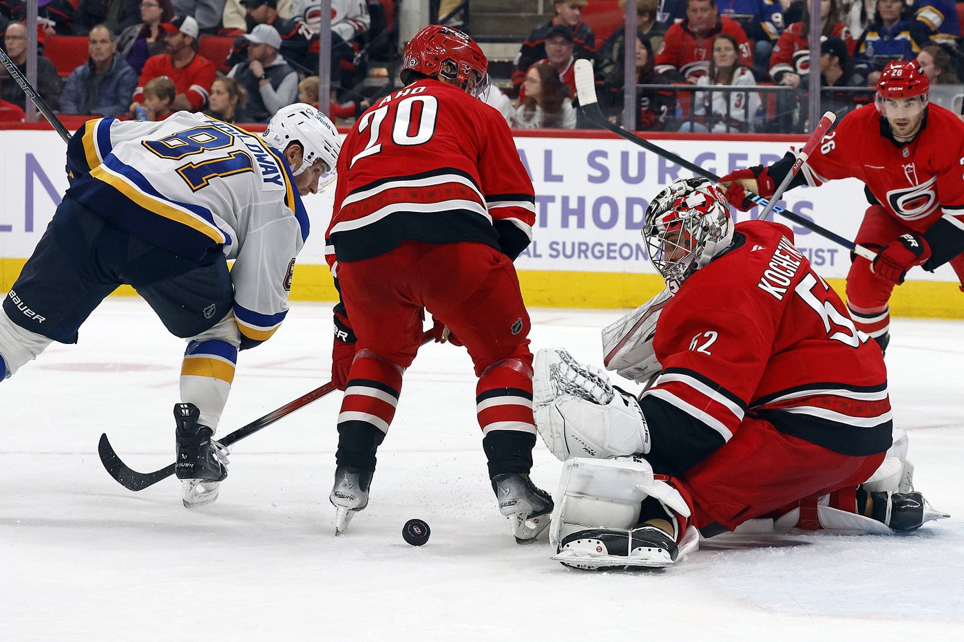 Necas scores twice in 4-point night as Hurricanes beat Blues | iNFOnews.ca