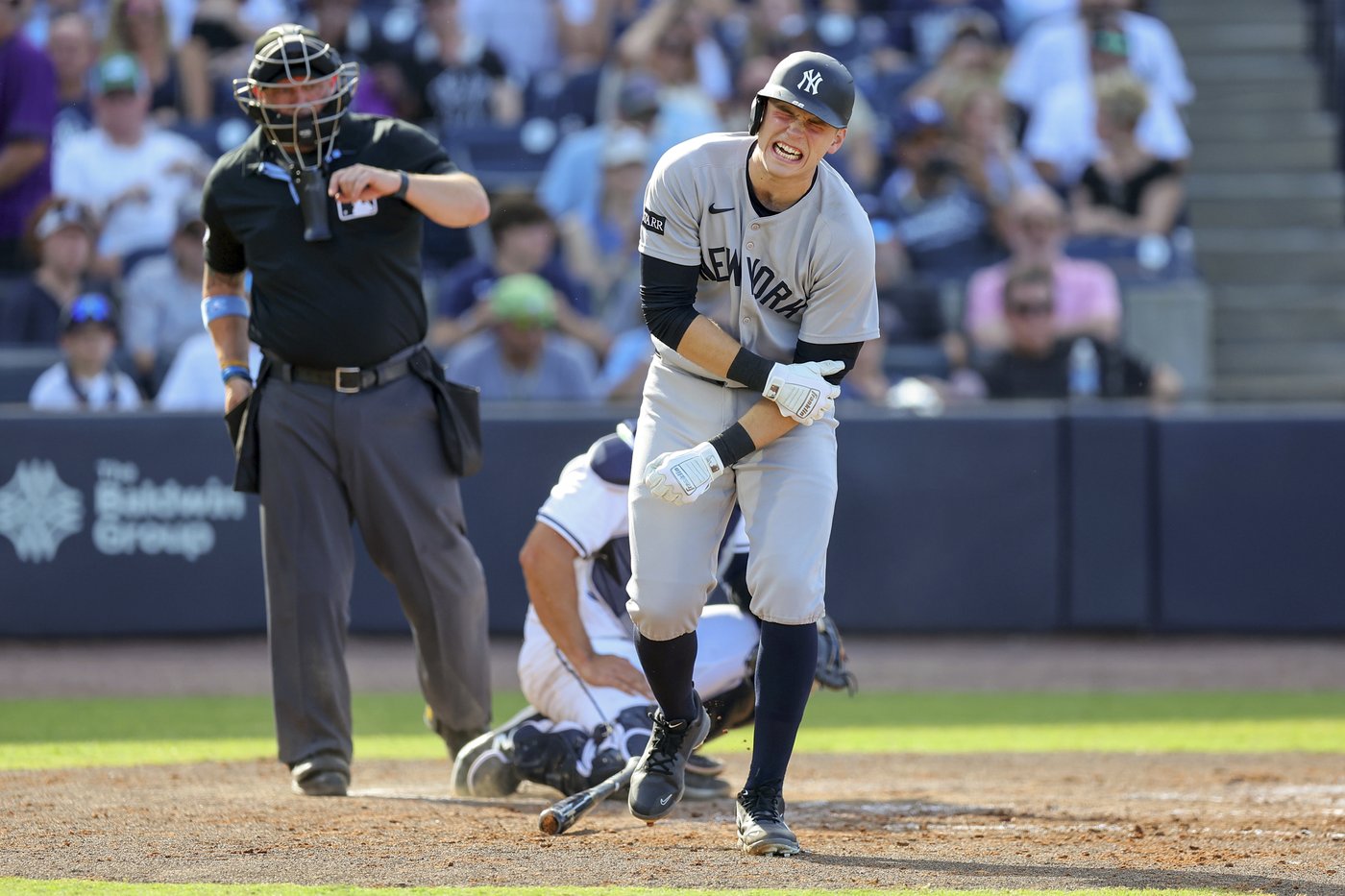 X-ray negative after Yankees' Ben Rice hit on left elbow by pitch | iNFOnews.ca