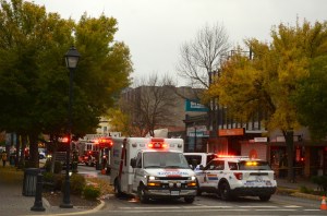 Emergency crews on the scene of a fire in downtown Vernon.