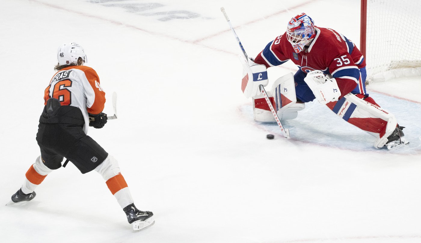 Sam Montembeault finding his form, steals a point for Canadiens in loss to Flyers | iNFOnews.ca