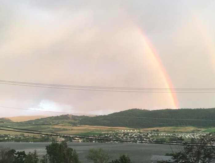 A picture of a rainbow in North Okanagan.