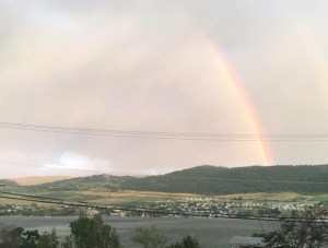 A picture of a rainbow in North Okanagan.