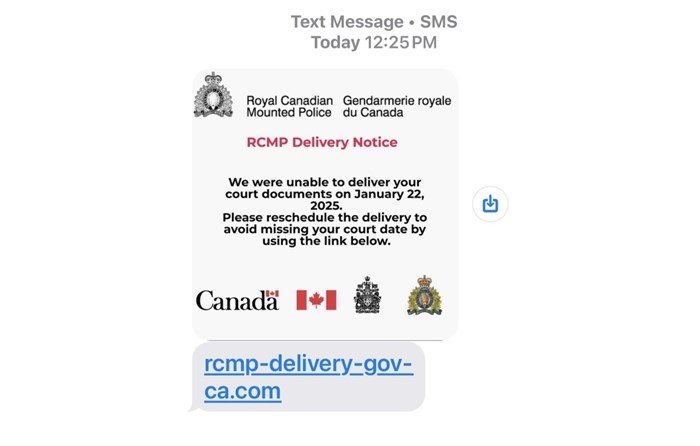 RCMP warn public in Kamloops, Okanagan about scam text impersonating police | iNFOnews.ca