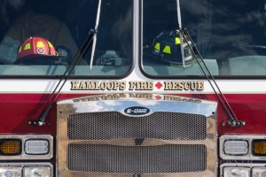 The front of a Kamloops fire truck