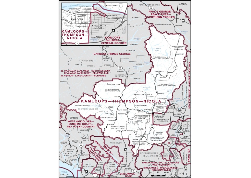 ELECTION 2025: History suggests breaking Kamloops-Thompson-Nicola blue streak a tall order | iNFOnews.ca A map of the Kamloops-Thompson-Nicola electoral riding.