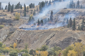 A small wildfire on Knox Mountain.