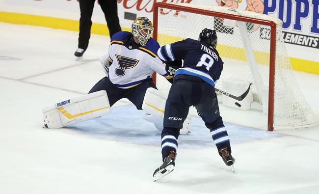 Trouba scores overtime winner lifting Jets to 5-4 win over Blues | iNFOnews.ca